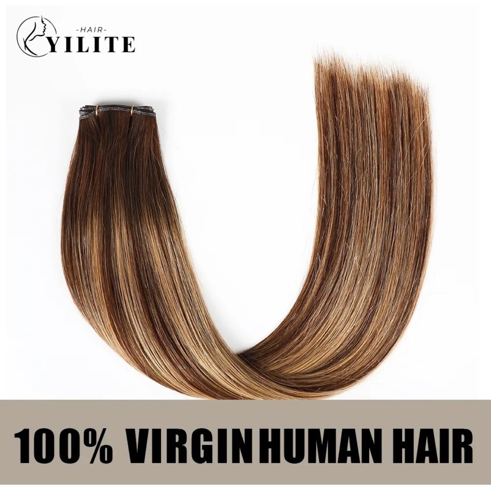 Yilsite 22 Inch Tape In Remy Human Hair Extensions P4 27 T4 Highlight Blonde - Picture 5 of 9